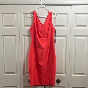 Laundry By Shelli Segal Vibrant Coral Backless Dress